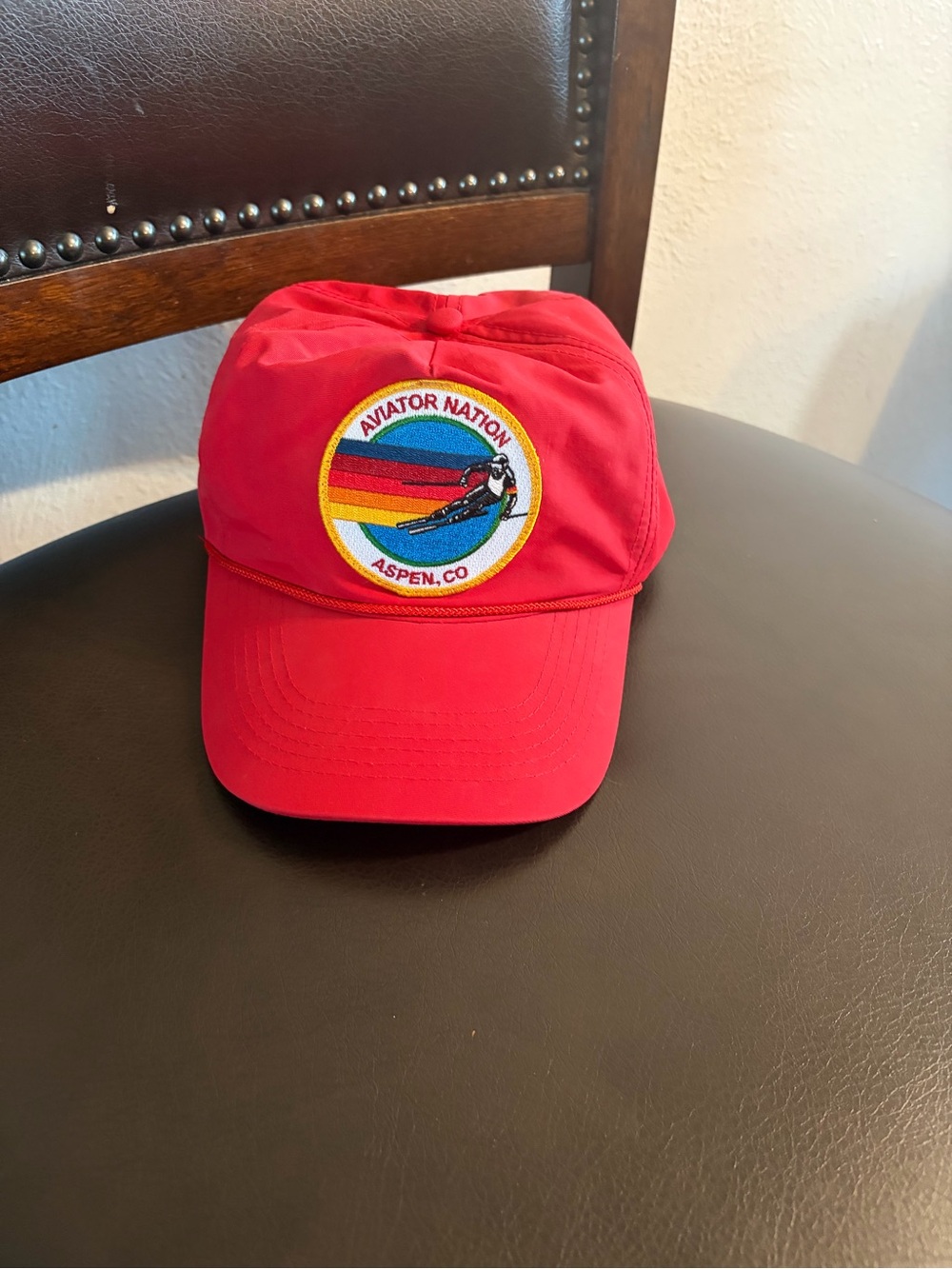 Aviator Nation Red Ski Patch Baseball Cap